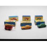 A group of MATCHBOX Regular Wheels and Superfast vehicles and 3 empty boxes, comprising of a No