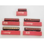 A group of HORNBY DUBLO OO gauge coaches , comprising 4070 restaurant car, a 4071 restaurant car,