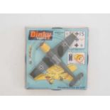 A Dinky Toys No 726 Messerschmitt BF109E - finished in drab greenish-grey with yellow flashes and