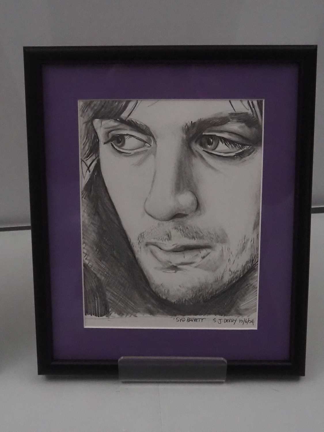 PINK FLOYD: A group of framed and glazed pencil drawings of Syd Barrett signed by the original - Bild 6 aus 19