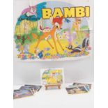 WALT DISNEY: BAMBI (1985 release) - UK quad film poster, synopsis and full set of UK Lobby cards -