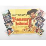 WALT DISNEY: TREASURE ISLAND (1975) A UK Quad film poster together with a Front of House cards