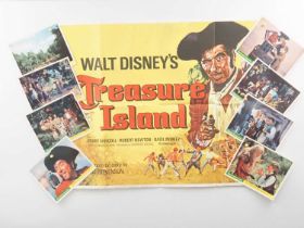 WALT DISNEY: TREASURE ISLAND (1975) A UK Quad film poster together with a Front of House cards