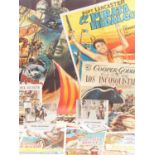 A group of Adventure film posters comprising: THE CRIMSON PIRATE (1952) Spanish one sheet, Belgian