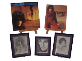 PINK FLOYD: A group of framed and glazed pencil drawings of Syd Barrett signed by the original