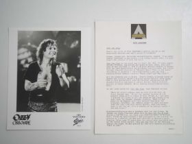 OZZY OSBOURNE (1989) - A pair of press items comprising a black/white photograph together with a