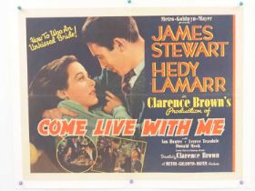 COME LIVE WITH ME (1941) - linen backed US half sheet
