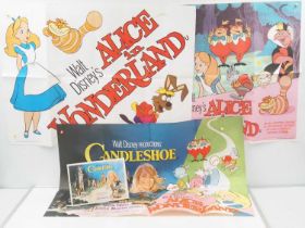 WALT DISNEY: ALICE IN WONDERLAND (1951 - 1978 re-release) UK Quad film posters - main design and