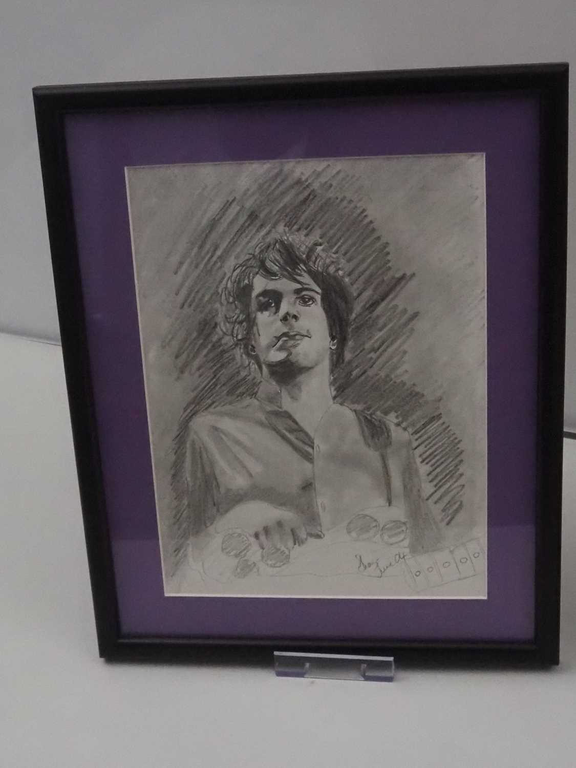 PINK FLOYD: A group of framed and glazed pencil drawings of Syd Barrett signed by the original - Bild 4 aus 19
