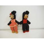 WALT DISNEY: MICKEY and MINNIE MOUSE 1950s figures by Semco - rubberised faces with cloth bodies (