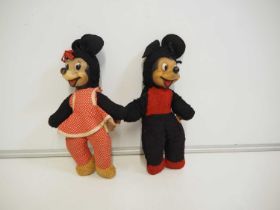 WALT DISNEY: MICKEY and MINNIE MOUSE 1950s figures by Semco - rubberised faces with cloth bodies (