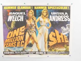 ONE MILLION YEARS BC / SHE (1968) - Double Bill UK Quad film poster Tom Chantrell artwork of