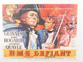 H.M.S DEFIANT (1962) - UK Quad film poster - 30" x 40" (76 x 101.5cm) - folded - pin holes in top