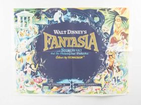 WALT DISNEY: FANTASIA (1968 release) - A UK Quad film poster - the gold lettering pops on the dark