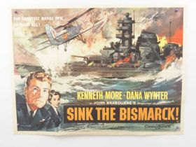 SINK THE BISMARCK (1960) UK Quad film poster - Eric Pulford artwork of the dramatic World War 2