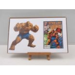 MARVEL: STAN LEE MEETS THE THING - mounted comic display - signed by Stan Lee