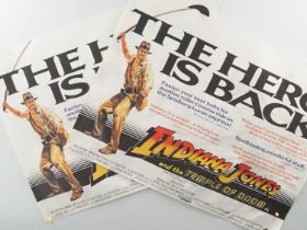 INDIANA JONES AND THE TEMPLE OF DOOM (1984) A pair of UK Quad film posters - Mike Vaughan full