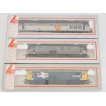 A group of LIMA OO gauge diesel locomotives comprising 2 x Class 73 and a Class 50 'Defiance' in