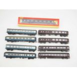 A group of OO gauge passenger coaches by HORNBY and AIRFIX including Royal Train examples - G/VG