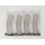 A quantity of KATO N gauge viaduct track curve sections comprising 2x 20-544 and 2x 20-545, ex-