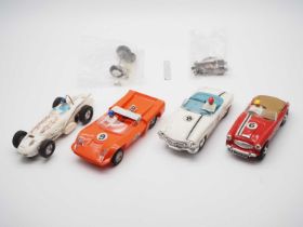 A group of unboxed 1960s/70s SCALEXTRIC cars together with spare motor and axle - G (unboxed) (6)