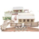 A large group of O gauge track and accessories by various manufacturers including 3-rail track, an