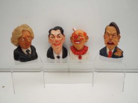 A group of four vintage squeaky 'Spitting Image' dog toys - comprising Margaret Thatcher, Ronald