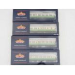 A set of BACHMANN limited edition OO gauge 39-000T 'Kyle Line' MK2 coaches in LNER Tourist green/