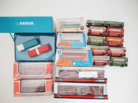 A mixed group of boxed and unboxed 1:76 scale diecast buses by CREATIVE MASTER NORTHCORD, CORGI