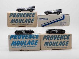 A group of 1:43 scale hand built resin models by PROVENCE MOULAGE - all Jaguar C and D Types from Le