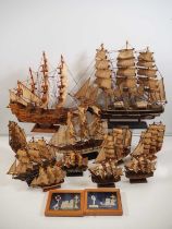 A large flotilla of model ships together with 2 x framed knot/ship displays - F/G (unboxed) (Q)
