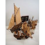 A small flotilla of model ships together with 2 x framed knot displays - F/G (unboxed) (Q)
