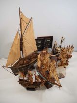 A small flotilla of model ships together with 2 x framed knot displays - F/G (unboxed) (Q)