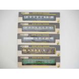 A group of five WRENN OO gauge Pullman passenger coaches including Brighton Belle and Golden Arrow