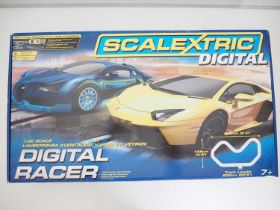 A SCALEXTRIC C1327 Lamborghini Aventador v Bugatti Veyron Digital Racer set - contents complete - VG