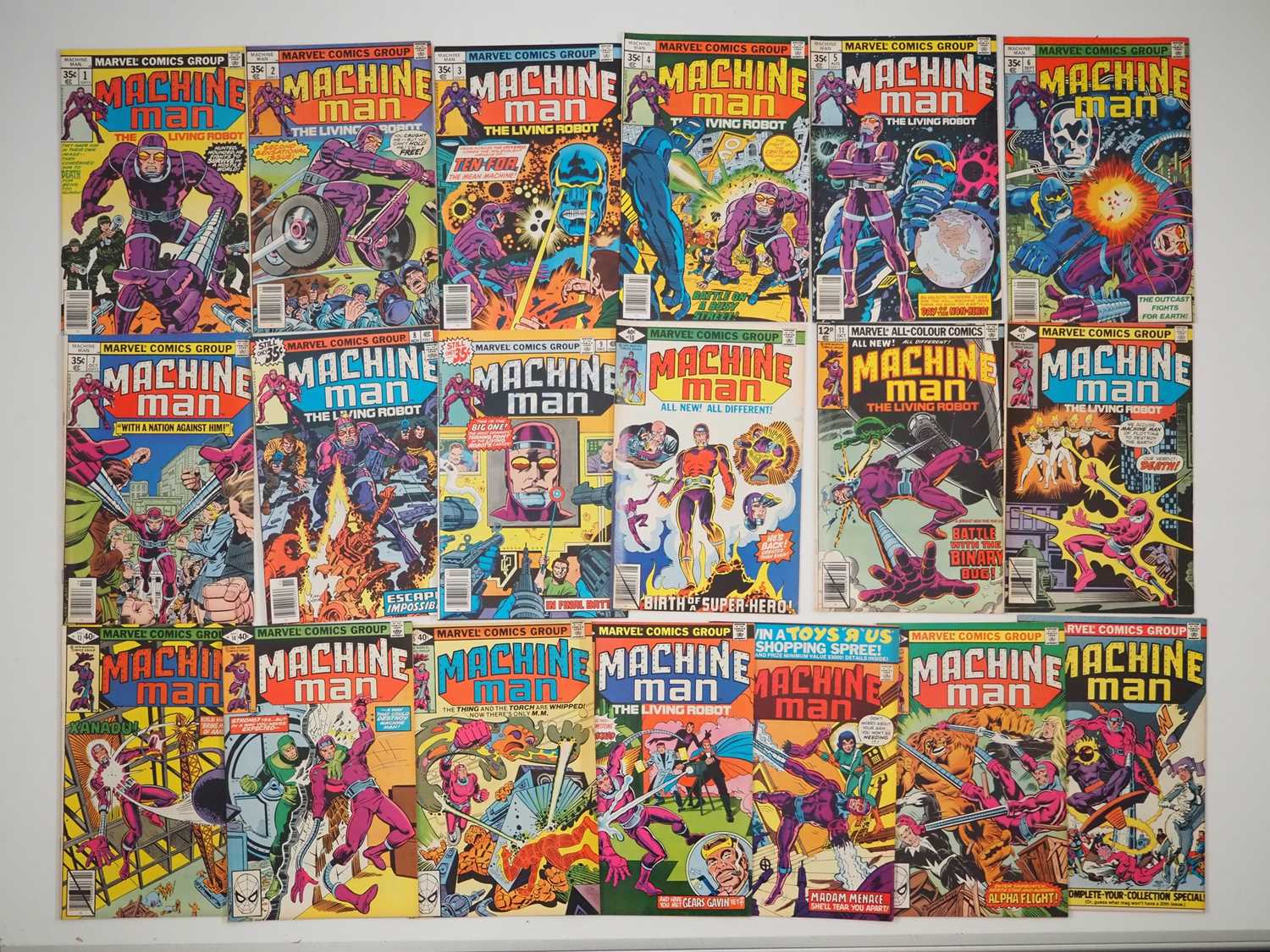 MACHINE MAN #1 to 19 (19 in Lot) - (1978/1981 - MARVEL - US & UK Price Variant) - Full complete