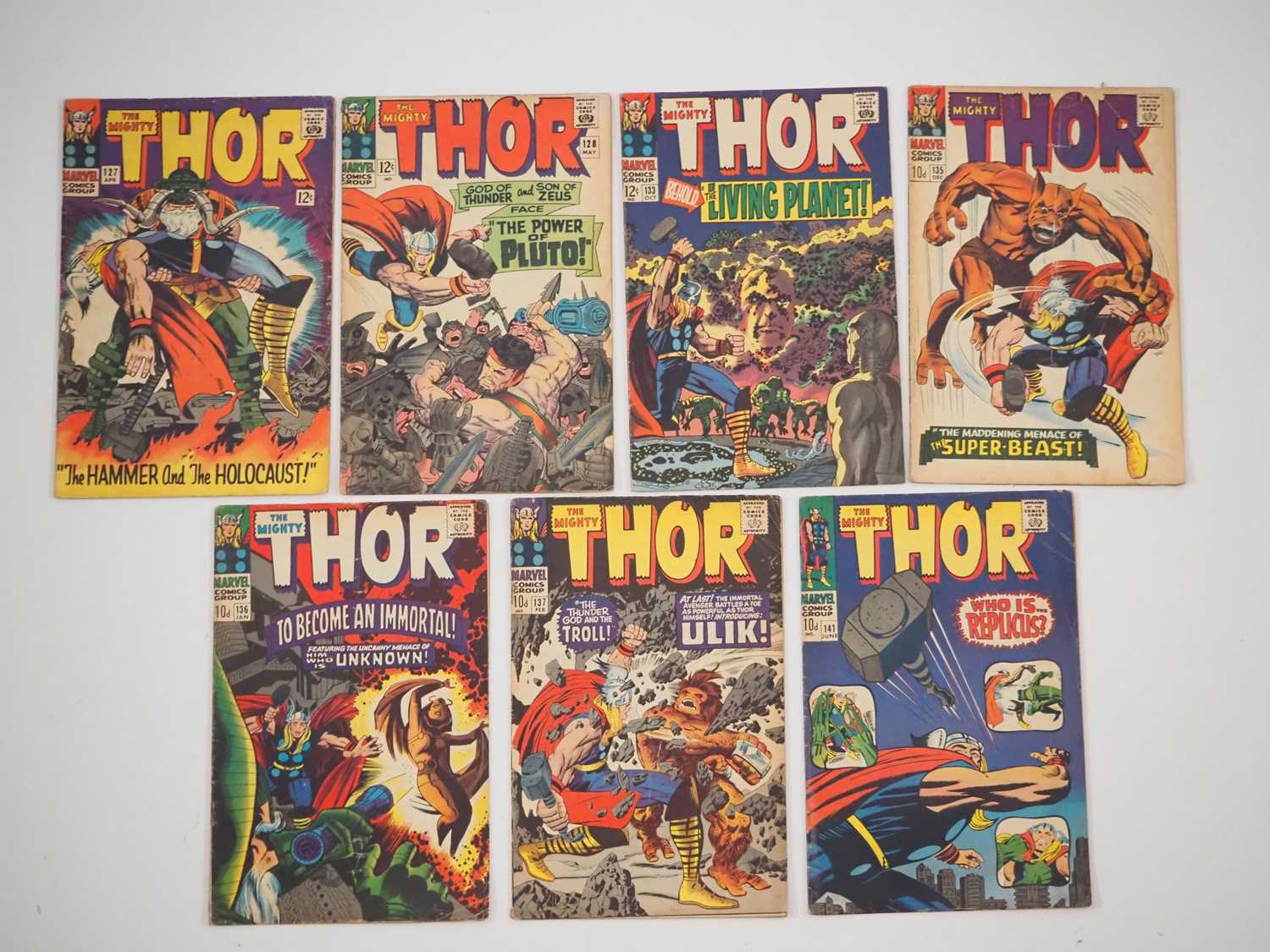 THOR #127, 128, 133, 135, 136, 137, 141 (7 in Lot) - (1966/1967 - MARVEL - US & UK Price