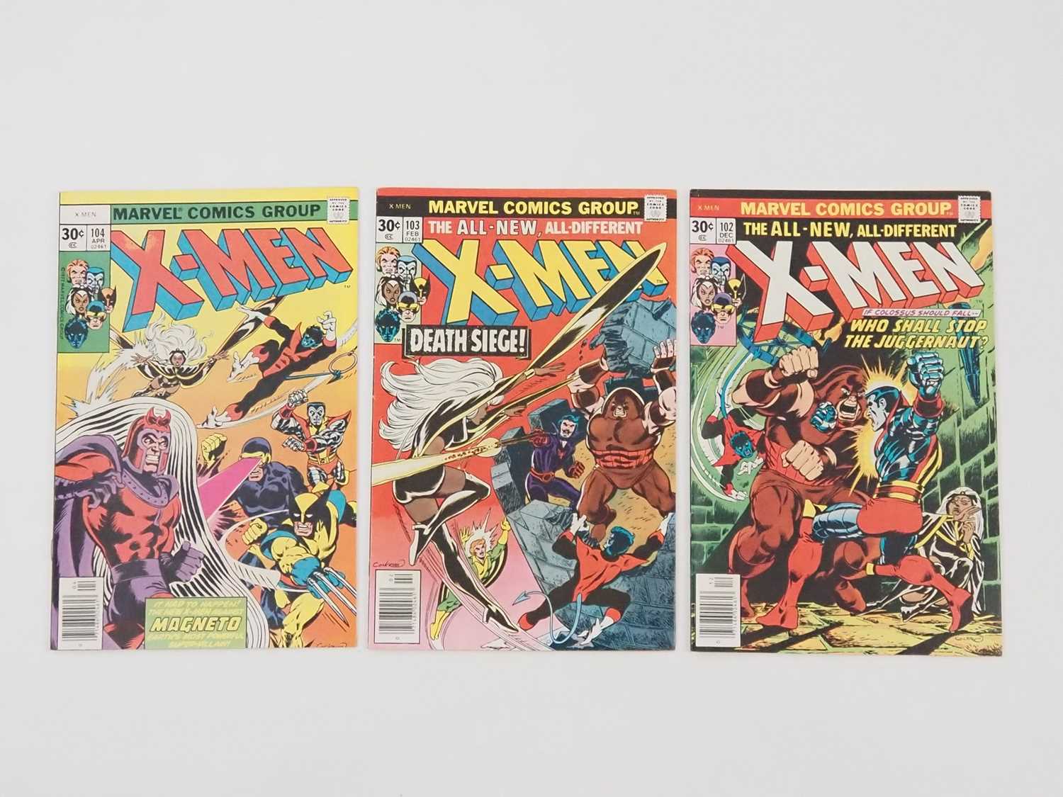 X-MEN #102, 103, 104 (3 in Lot) - (1976/1977 - MARVEL) - Includes the first battle between the