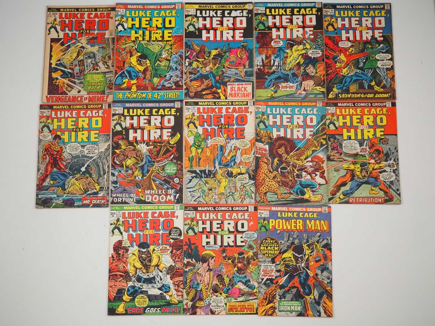 LUKE CAGE, HERO FOR HIRE #2, 4, 5, 7, 9, 10, 11, 12, 13, 14, 15, 16, 17 (13 in Lot) - (1972/1974 -