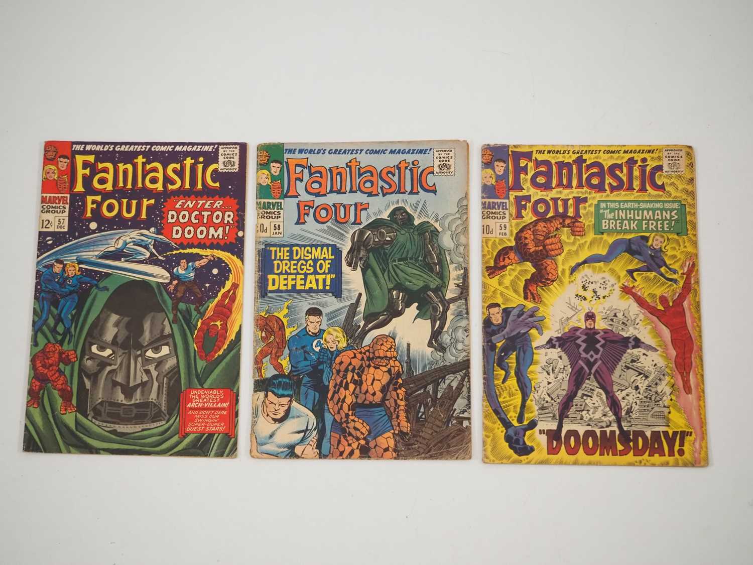 FANTASTIC FOUR #57, 58, 59 (3 in Lot) - (1966/1967 - MARVEL - US & UK Price Variant) - Includes Dr.