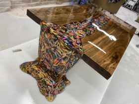 Nick Zammeti handmade Pencil Waterfall table - Nick says 'check out this crazy funky floating