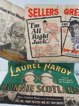 A group of three comedy related UK Quad film posters comprising: BONNIE SCOTLAND (1935) Laurel and