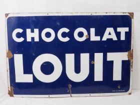 An early to mid-20th century French enamel advertising sign - 'Chocolat Louit' (Chocolat Louit was a