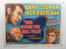 FOR WHOM THE BELL TOLLS (1949 - re-release) UK Quad film poster - Gary Cooper and Ingrid Bergman -