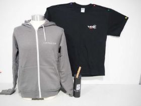 A group of three crew items comprising: INVASION - water bottle and zip up hoody (grey, M) and