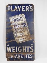 A mid-20th century 'Players Weights Cigarettes' enamel advertising sign, 92cm x 46cm