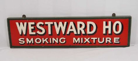 A Mid-20th century Advertising Sign for 'Westward Ho Smoking Mixture', painted tin in wooden hanging