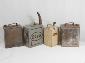 Two Vintage Esso petrol cans, A Valor petrol can, Shell petrol can. (4)