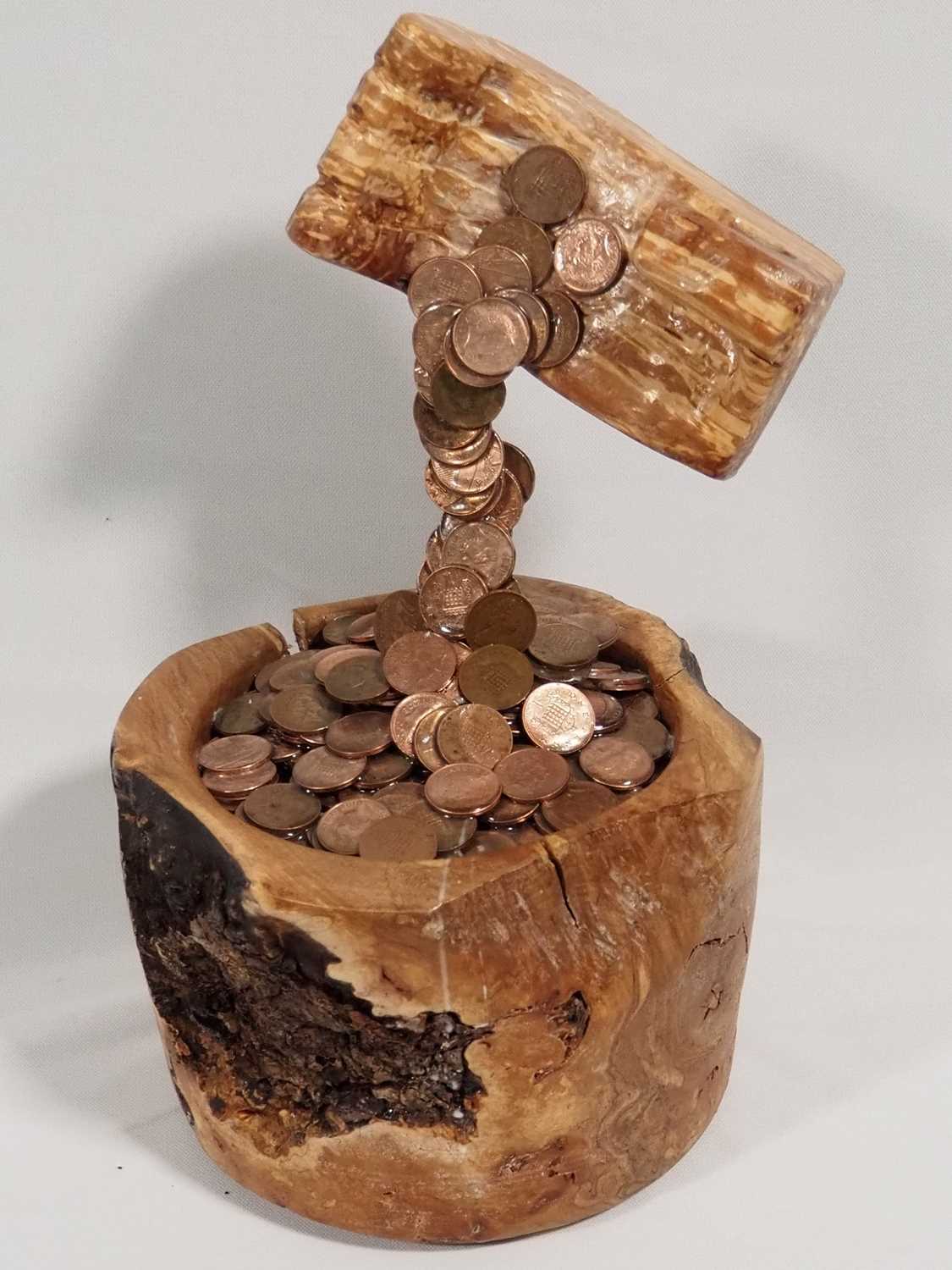 Nick Zammeti handmade 'Hand of many pennies' - Nick says Woodturning the Hand Of Many Pennies. I