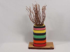 Nick Zammeti handmade foam vase on wooden plinth, Nick says 'In this video I used foam and covered